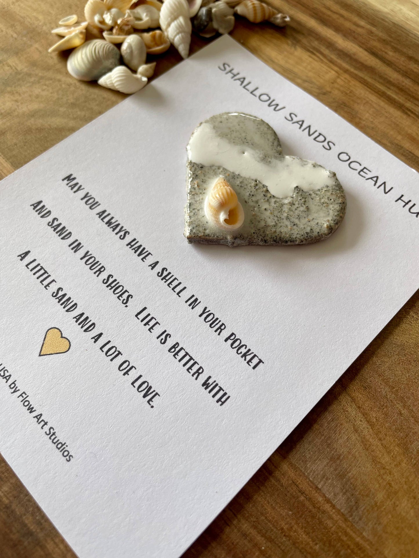 Shallow Sands Ocean Hug Card -  Handmade Resin Heart