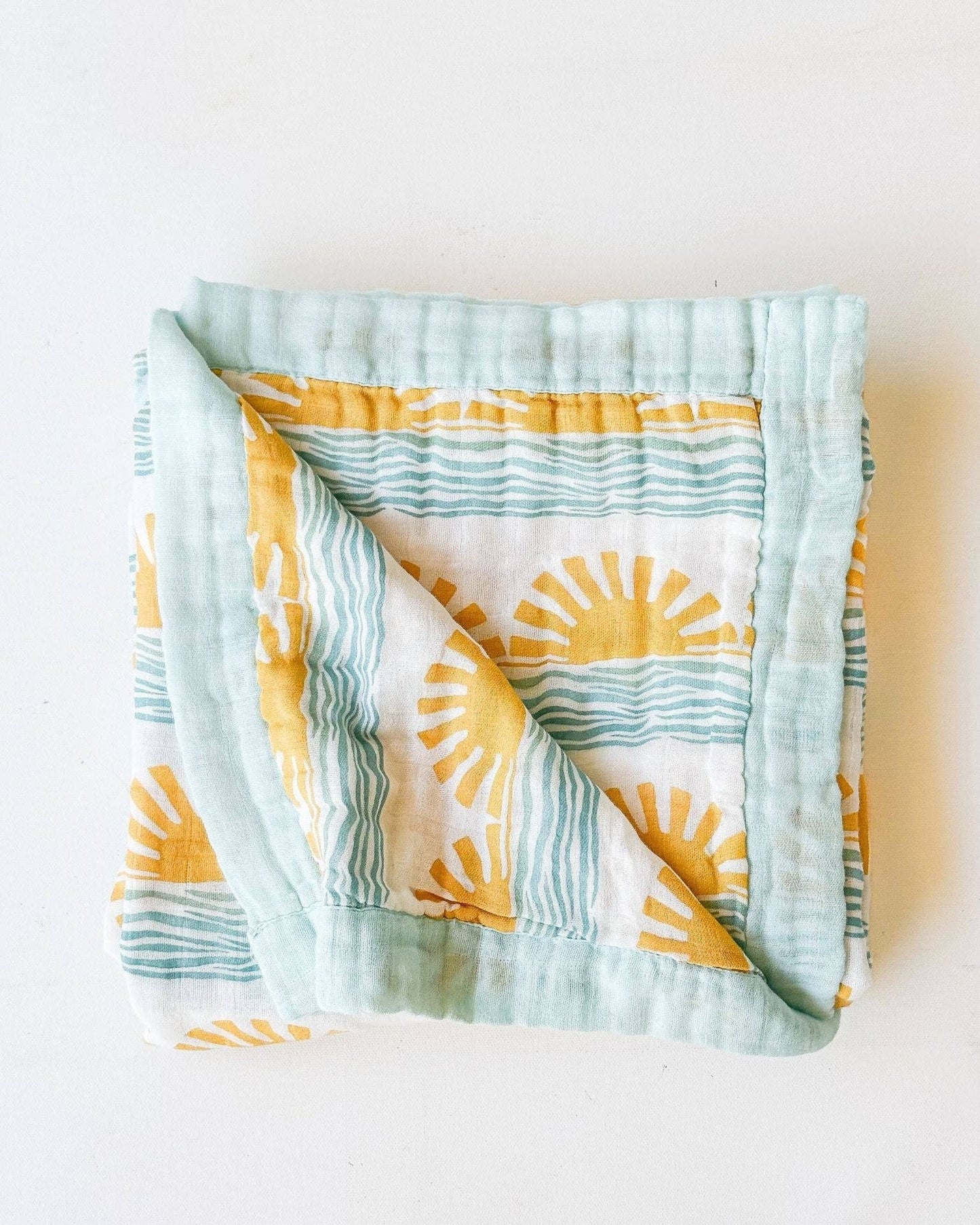 Sun + Wave Print 6-Layer Organic Baby Blanket