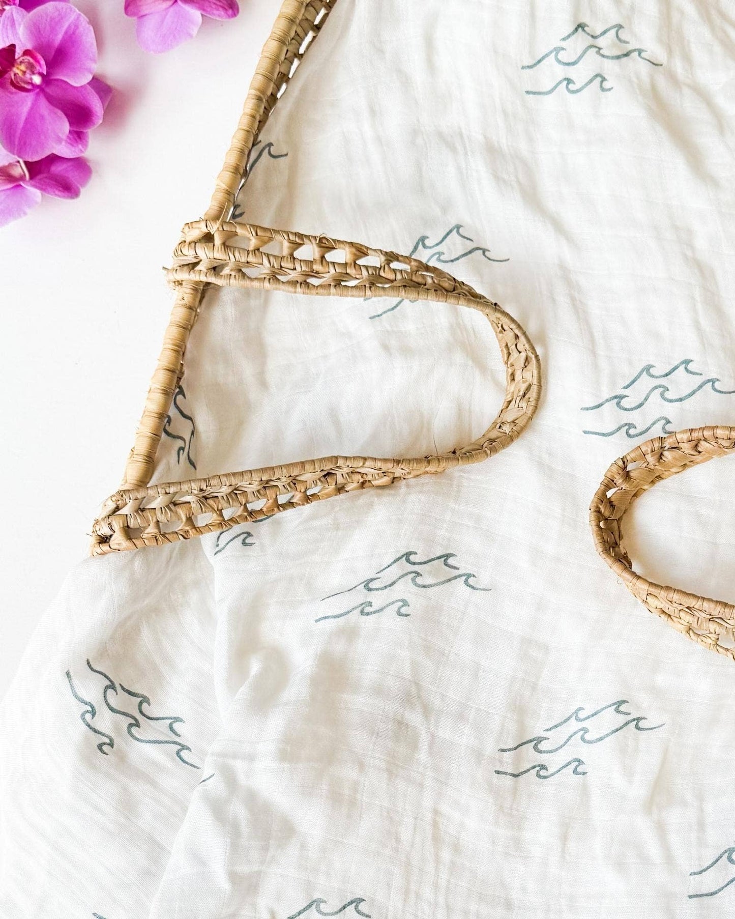 Organic Wave Baby Swaddle | Coastal Nursery Decor