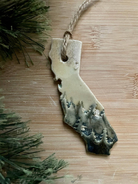 Rustic California with Trees Ceramic Ornament