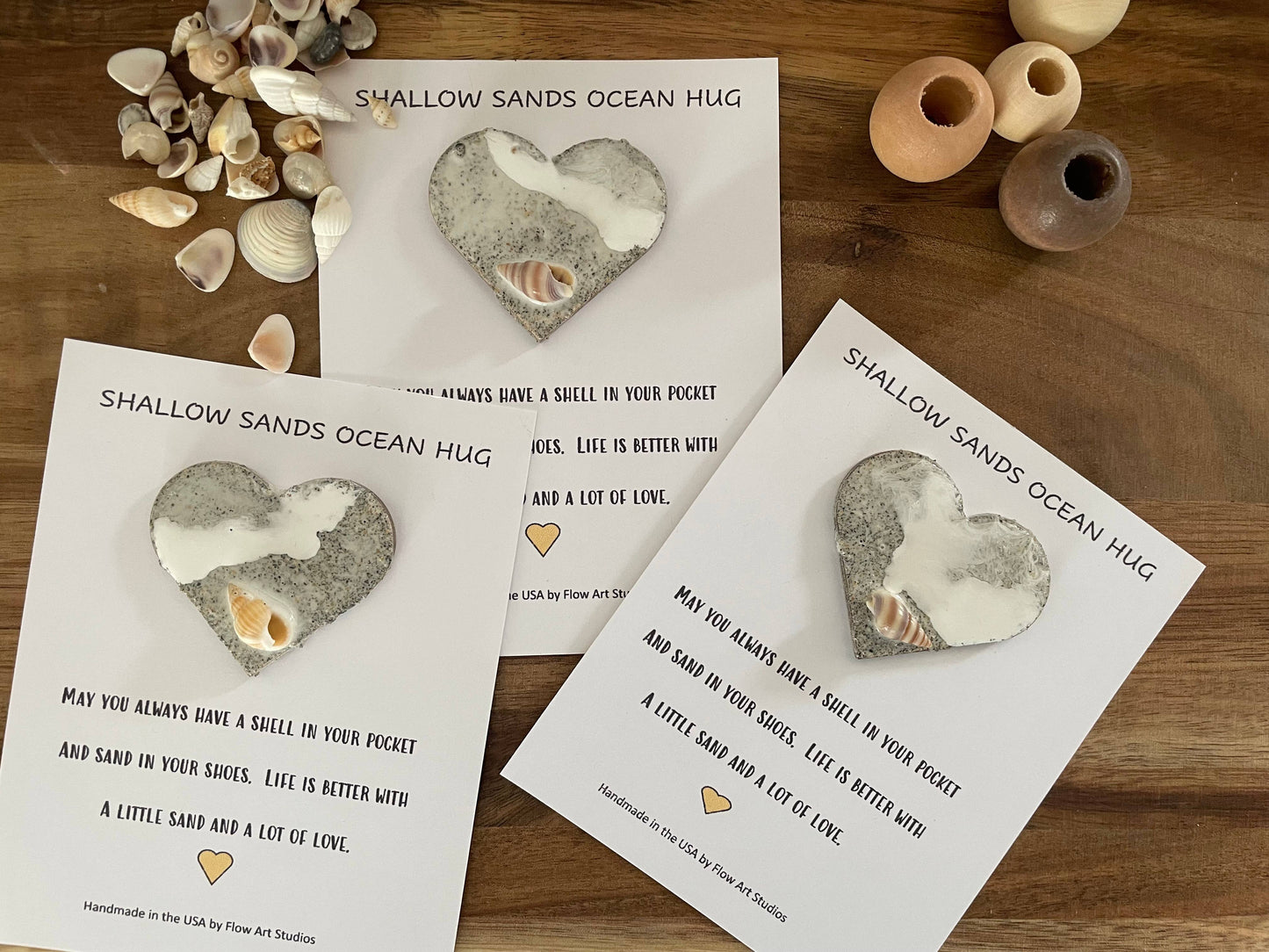 Shallow Sands Ocean Hug Card -  Handmade Resin Heart