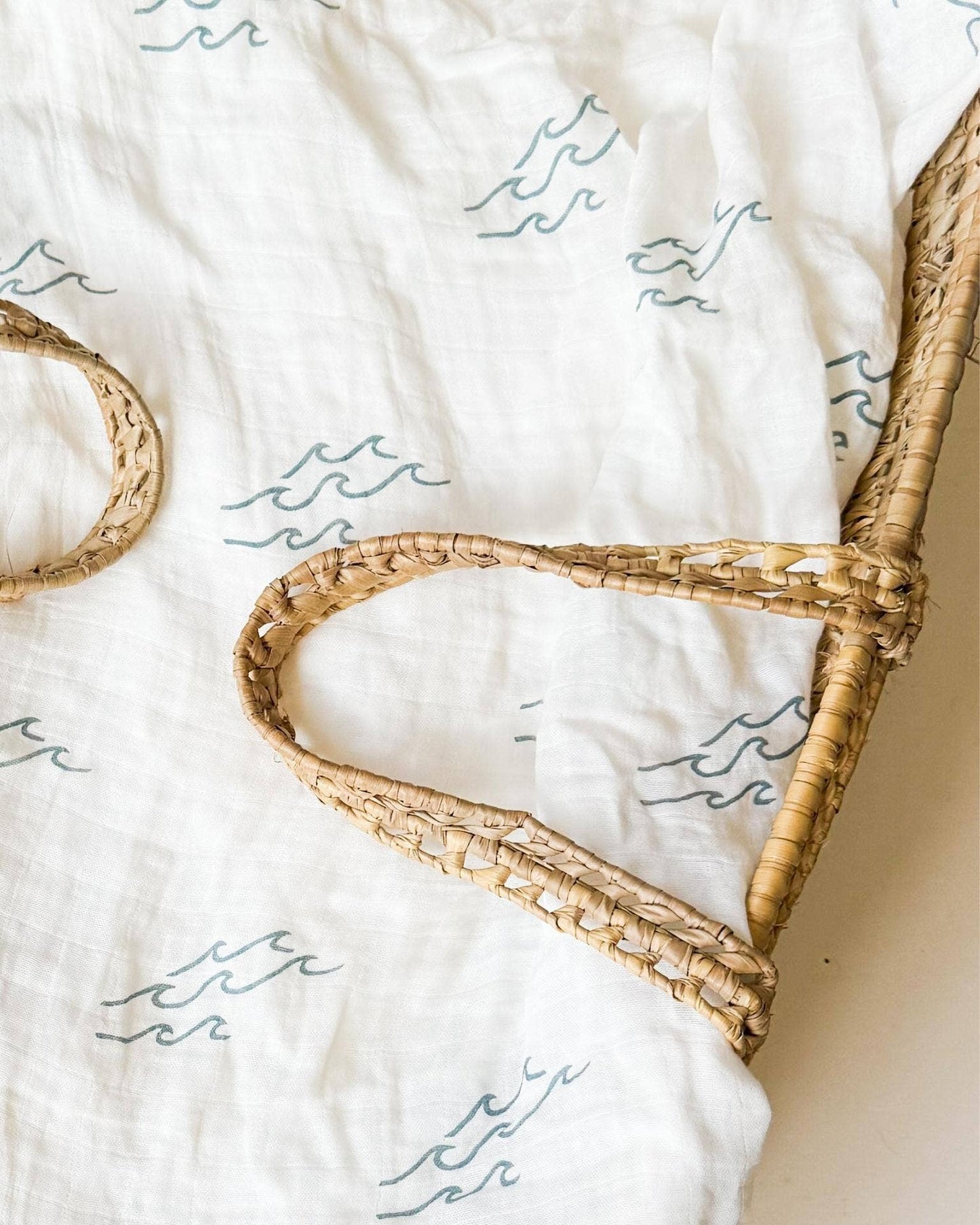 Organic Wave Baby Swaddle | Coastal Nursery Decor