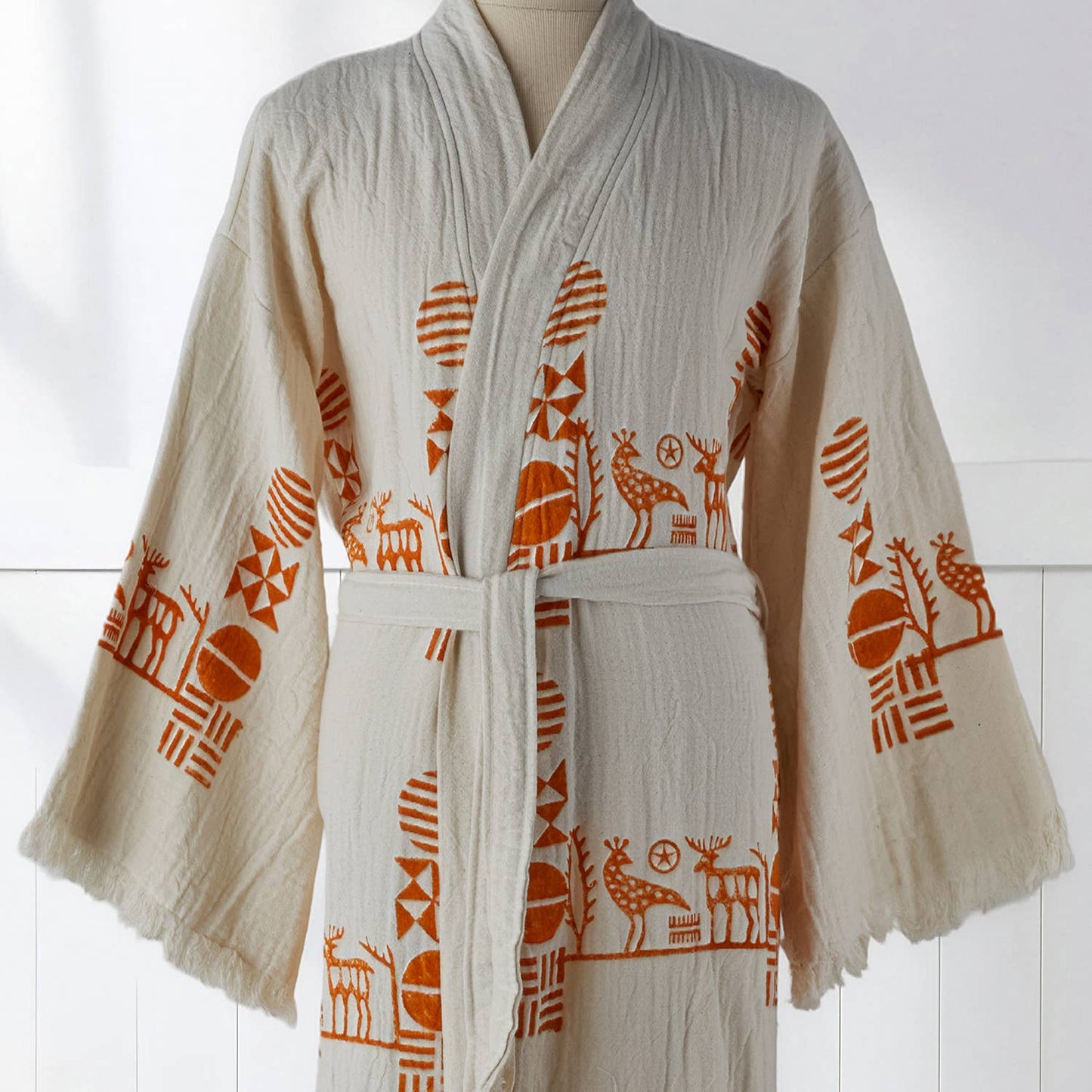 Block Printed Turkish Cotton Light-Weight Summer Kimono Robe