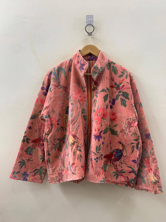 The Paradise Garden Cotton Velvet Jacket — Dusty Rose