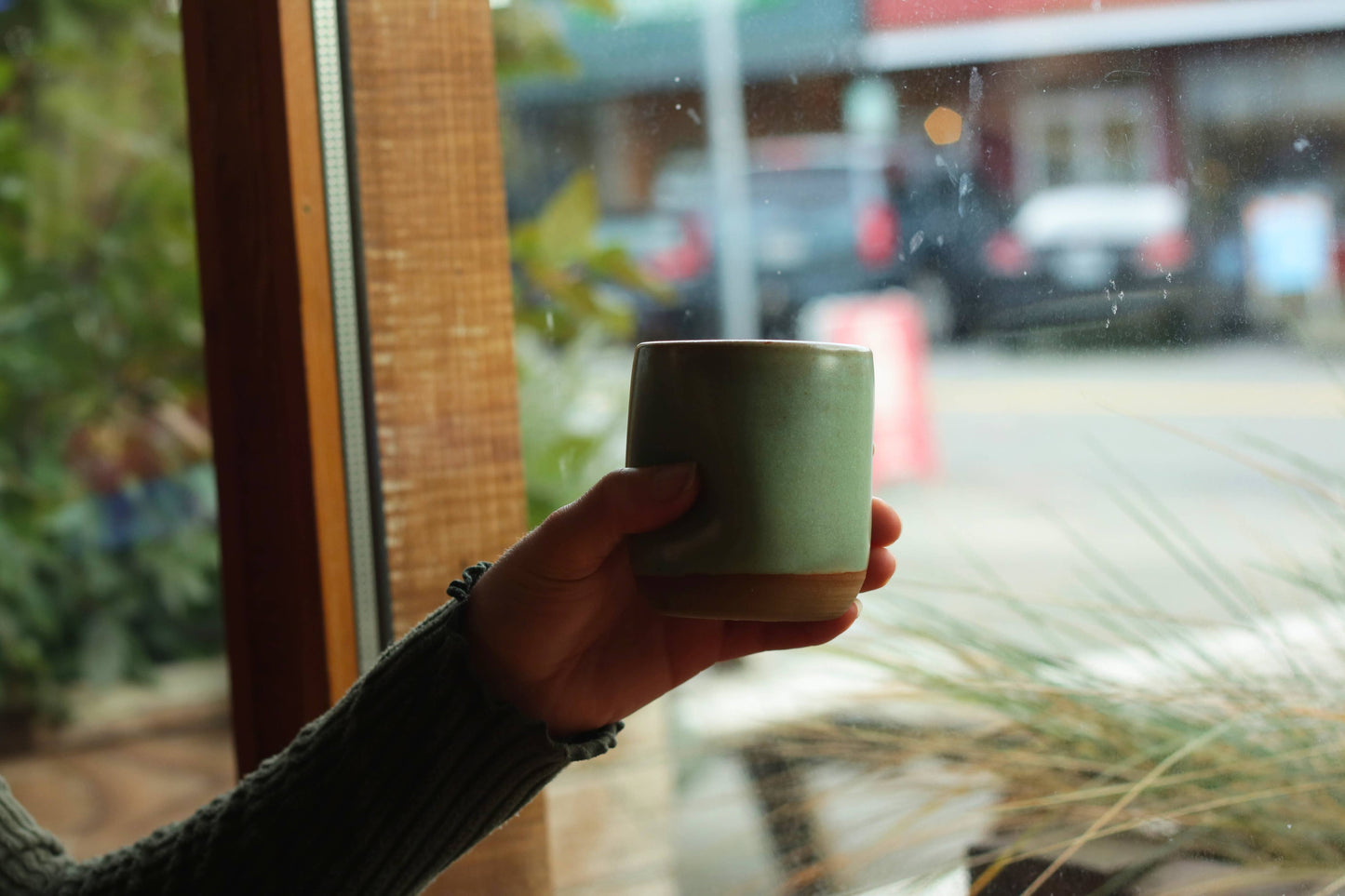 Handmade Ceramic Thumb Cup - Sage
