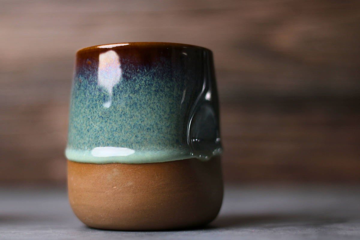 Handmade Ceramic Drippy Thumb Cup, "Merlot"