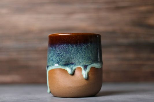 Handmade Ceramic Drippy Thumb Cup, "Merlot"
