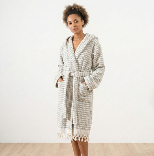 Pompom Bathrobe Handloom Turkish Cotton