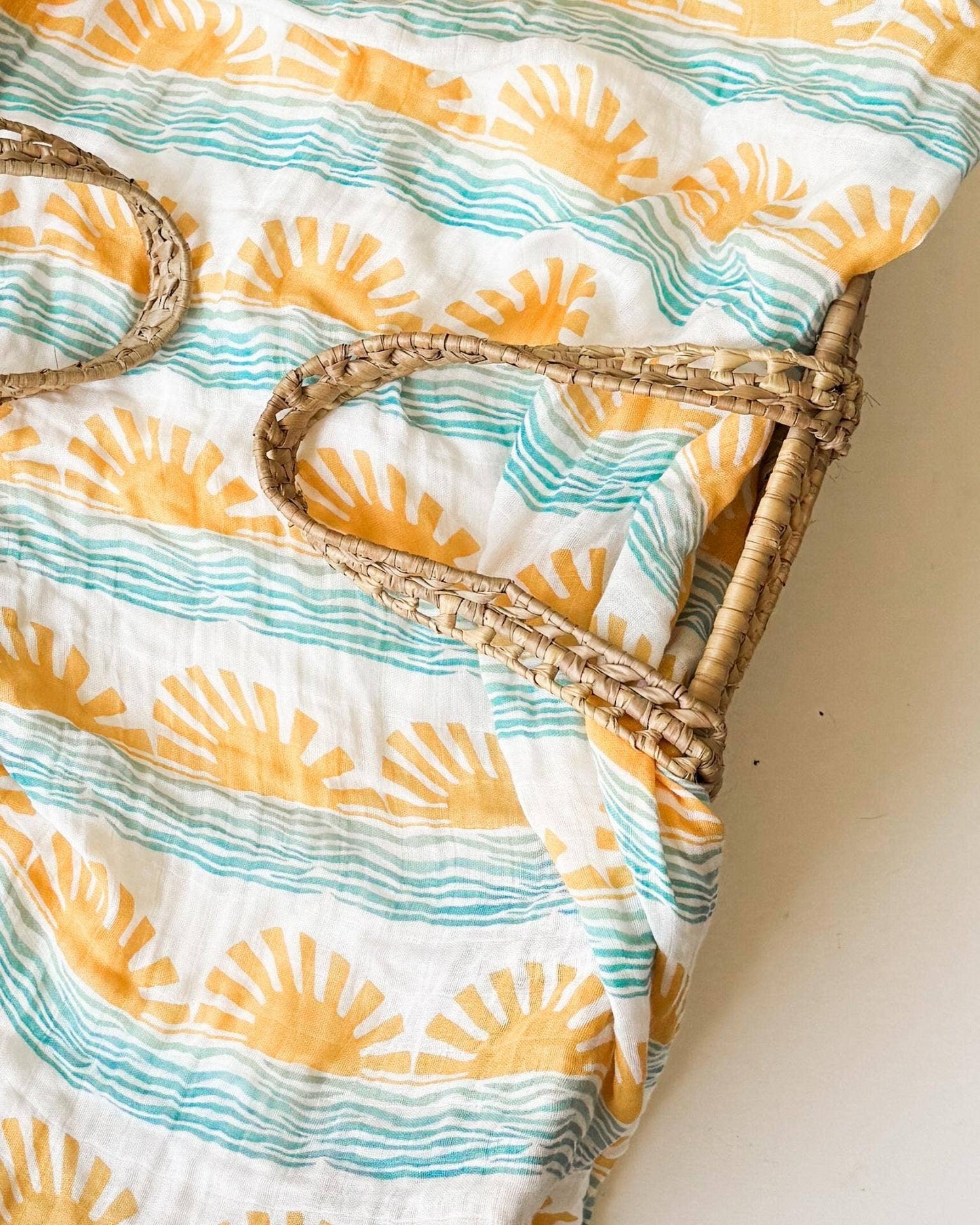 Sun + Wave Organic Baby Swaddle | Surfer Nursery Decor