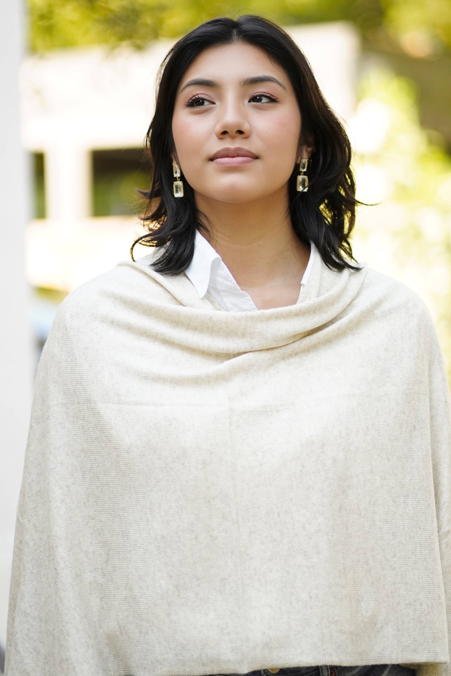 Cashmere Poncho Oatmeal 