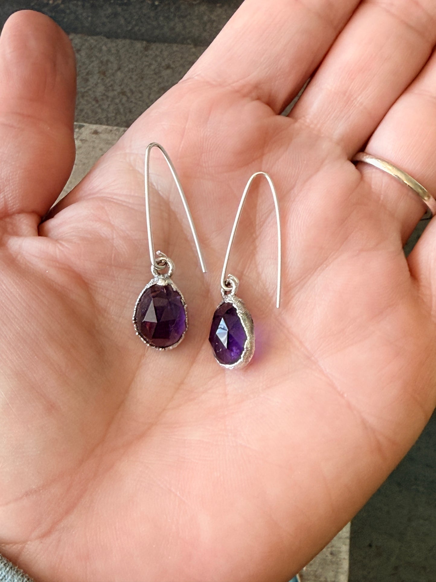Silver gemstone dangle earrings