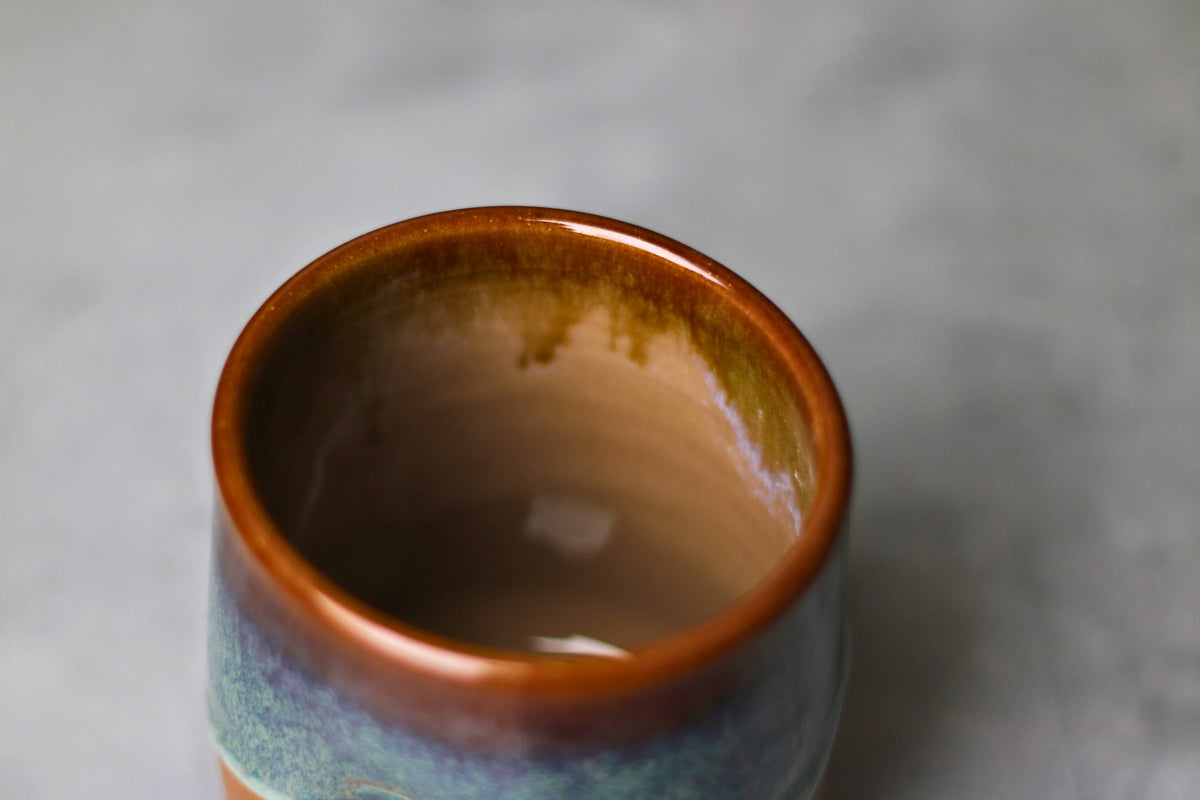 Handmade Ceramic Drippy Thumb Cup, "Merlot"