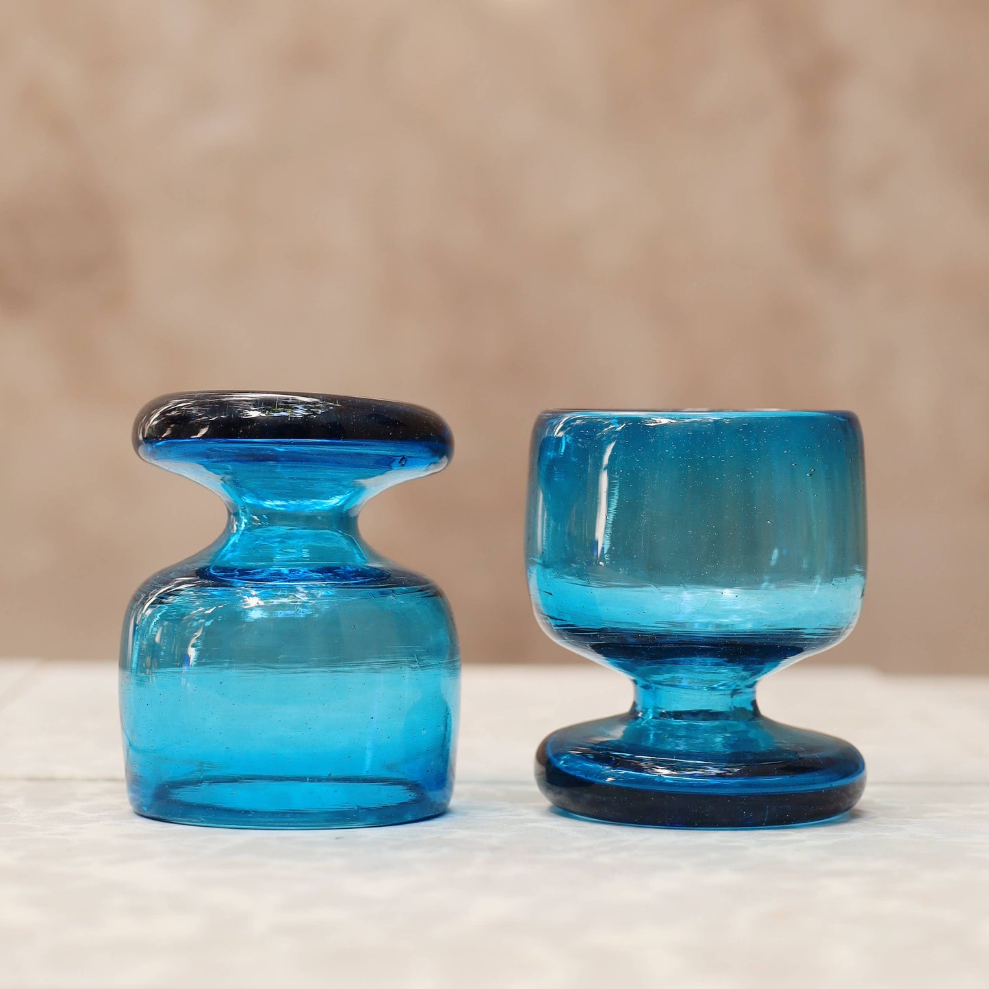 Hand Blown Turquoise Glass Copa - 8 ounces - 250 ml  