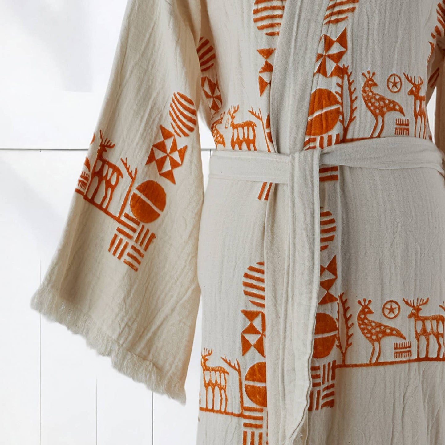 Block Printed Turkish Cotton Light-Weight Summer Kimono Robe
