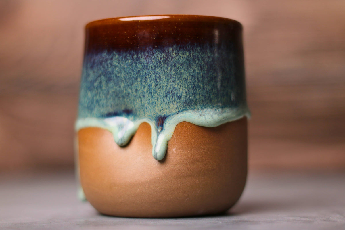 Handmade Ceramic Drippy Thumb Cup, "Merlot"