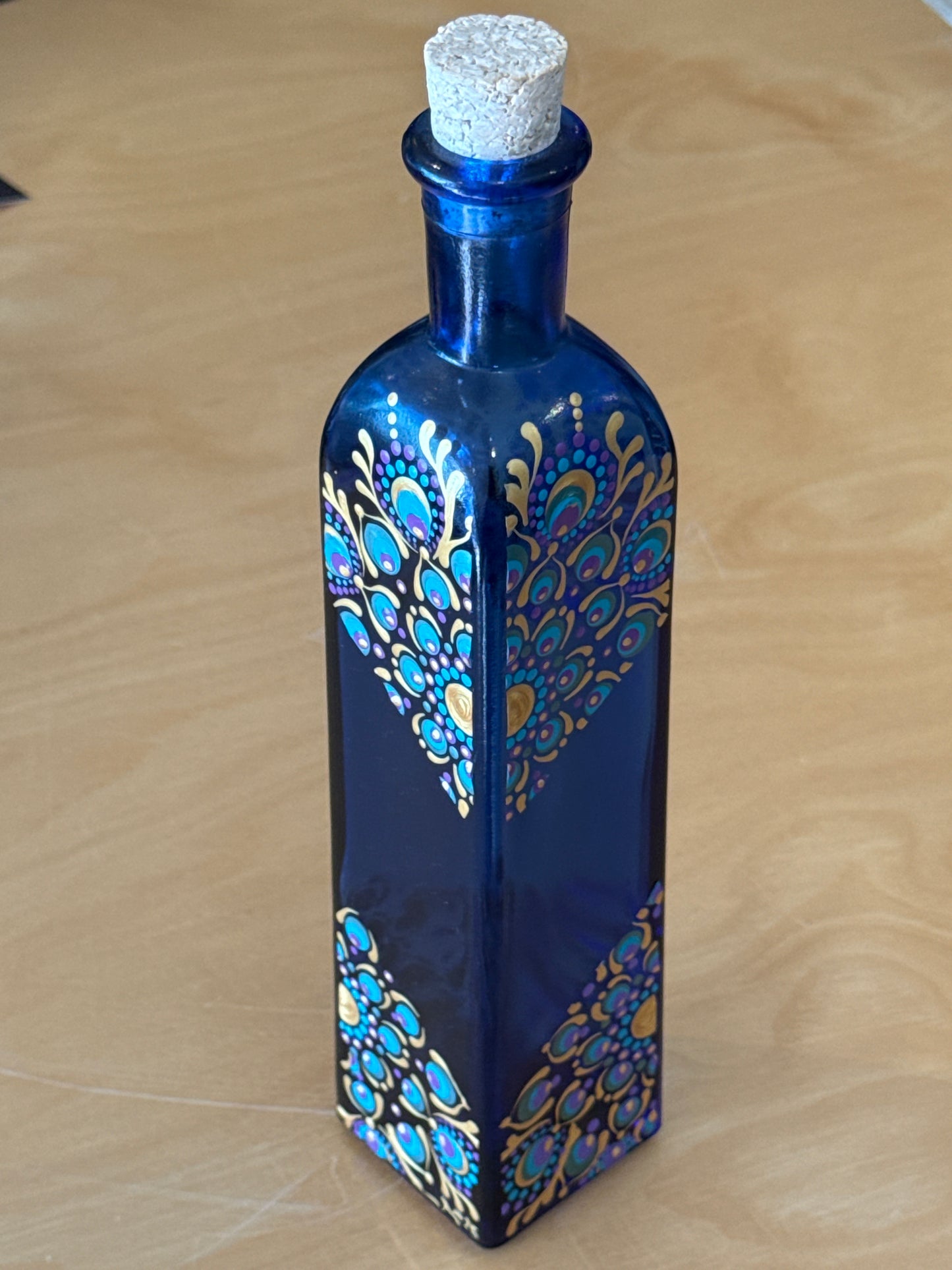 Hand painted vintage cobalt vase - tall