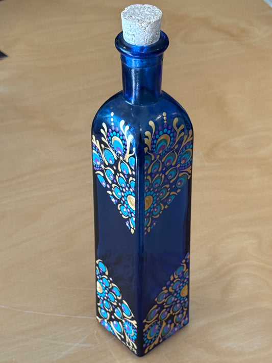 Hand painted vintage cobalt vase - tall