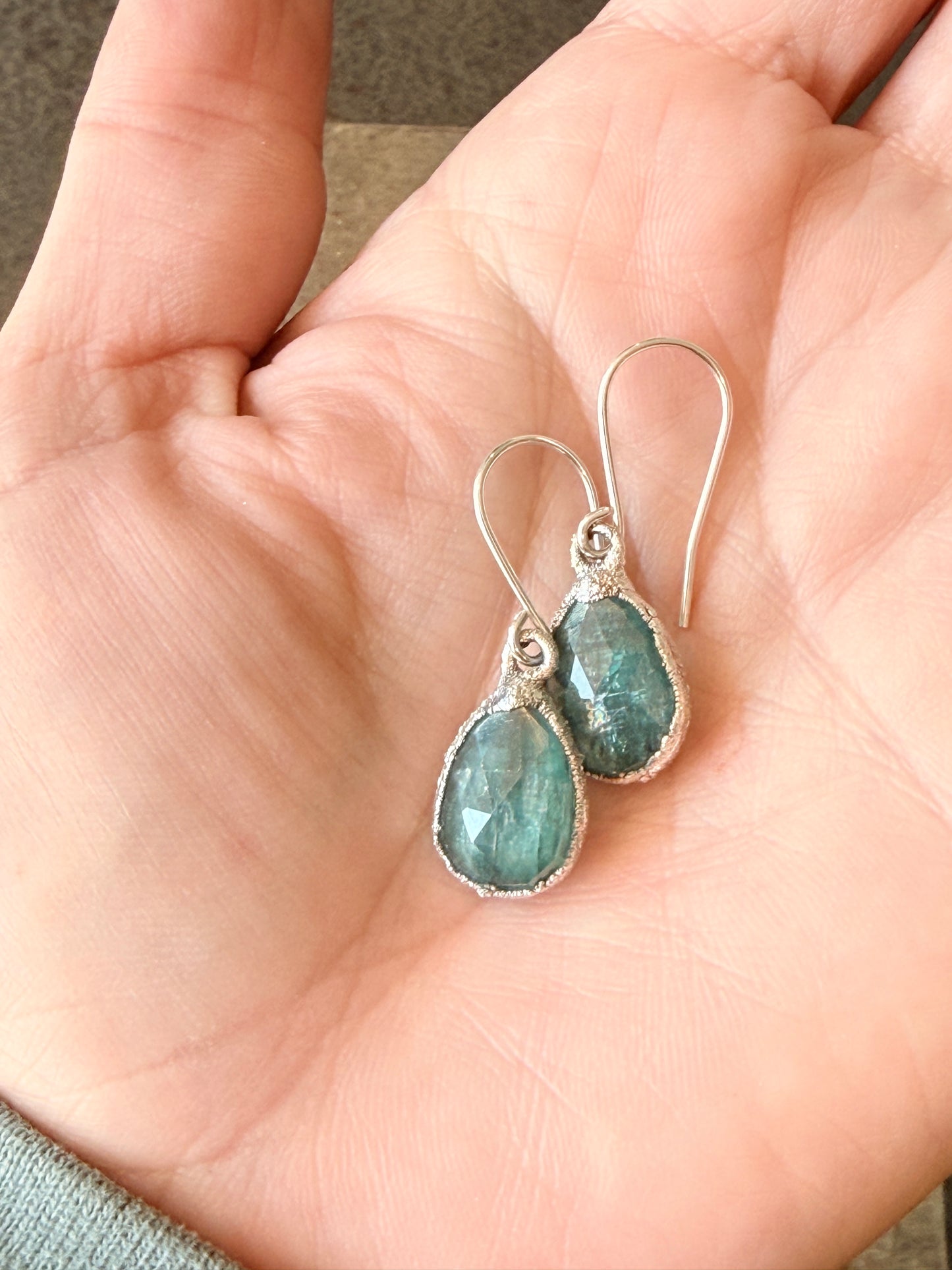 Silver gemstone dangle earrings