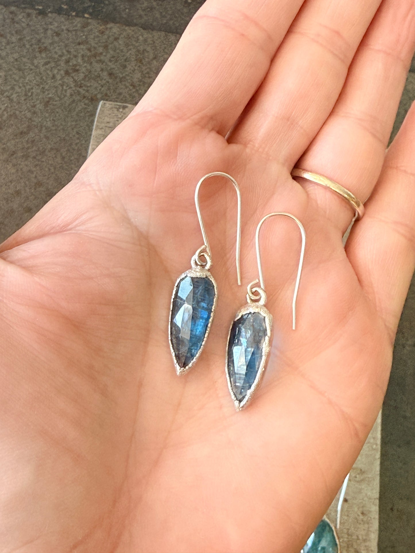 Silver gemstone dangle earrings