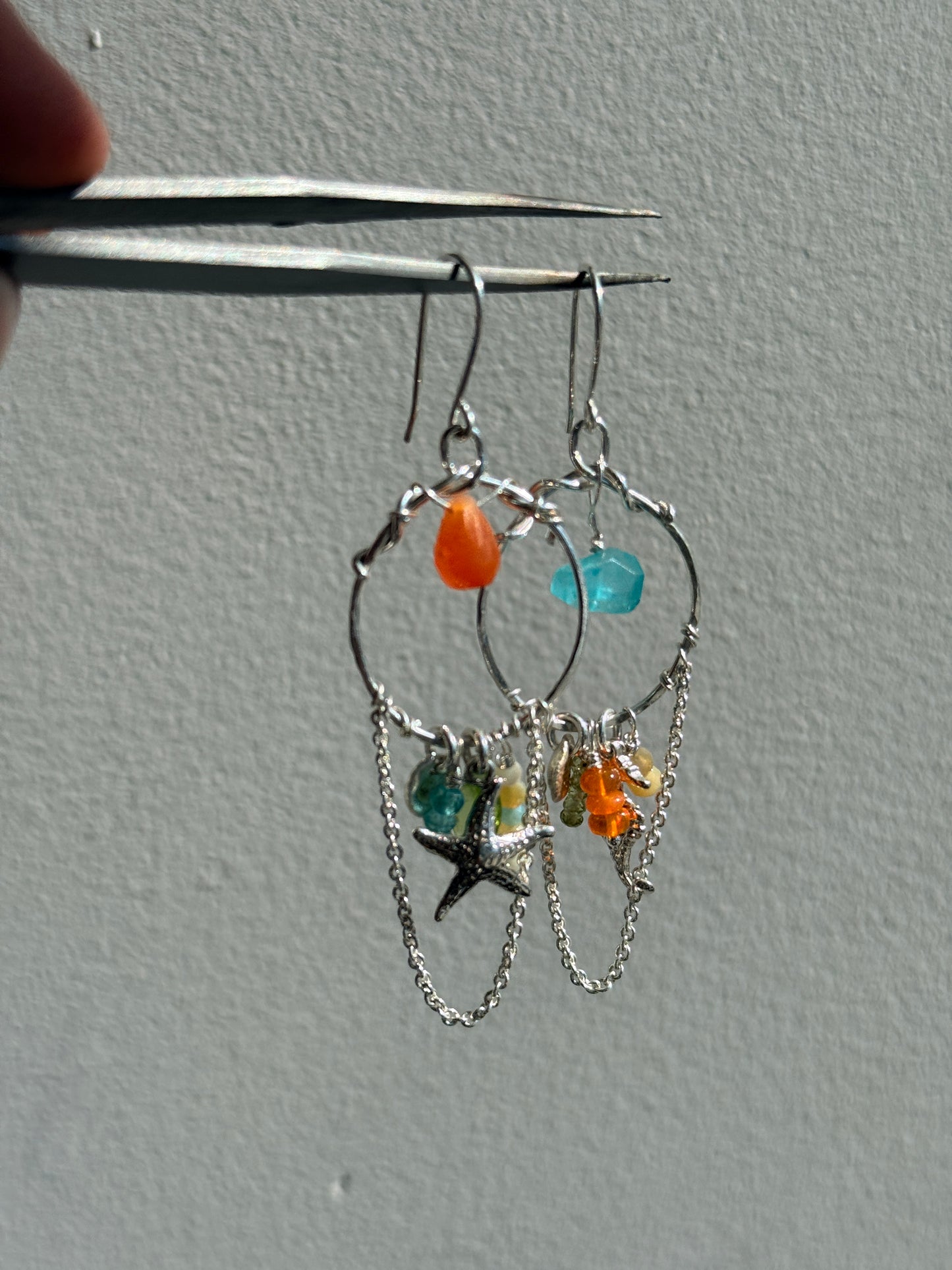 Ocean Charm Earrings — Sterling Silver & Gemstones