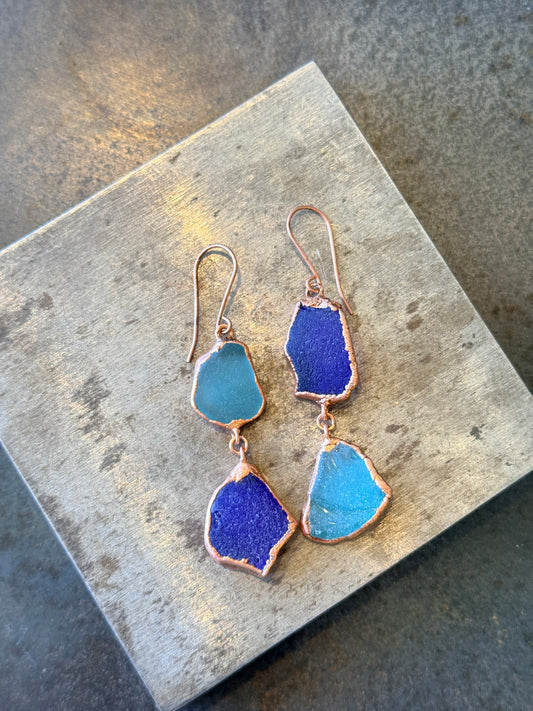 Blue sea glass earrings