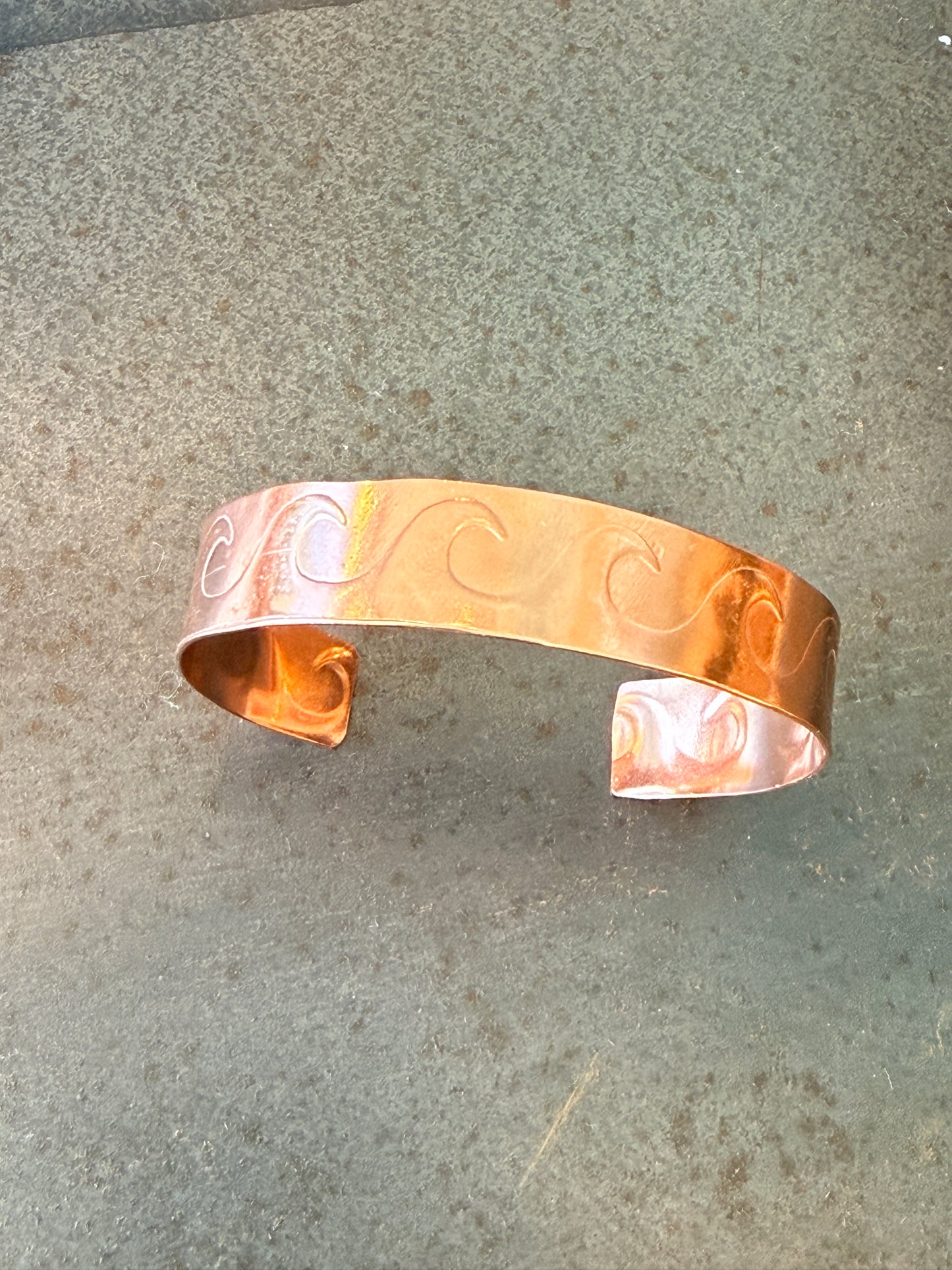 Copper cuff wave bracelet