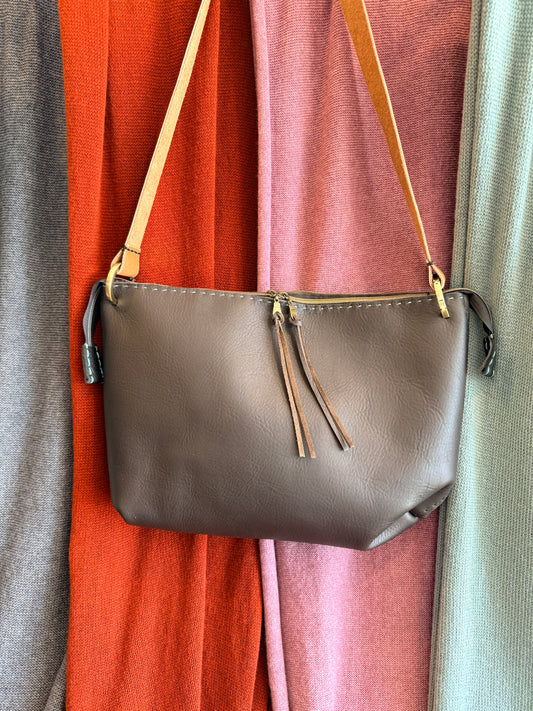 Black Leather Zip Handbag