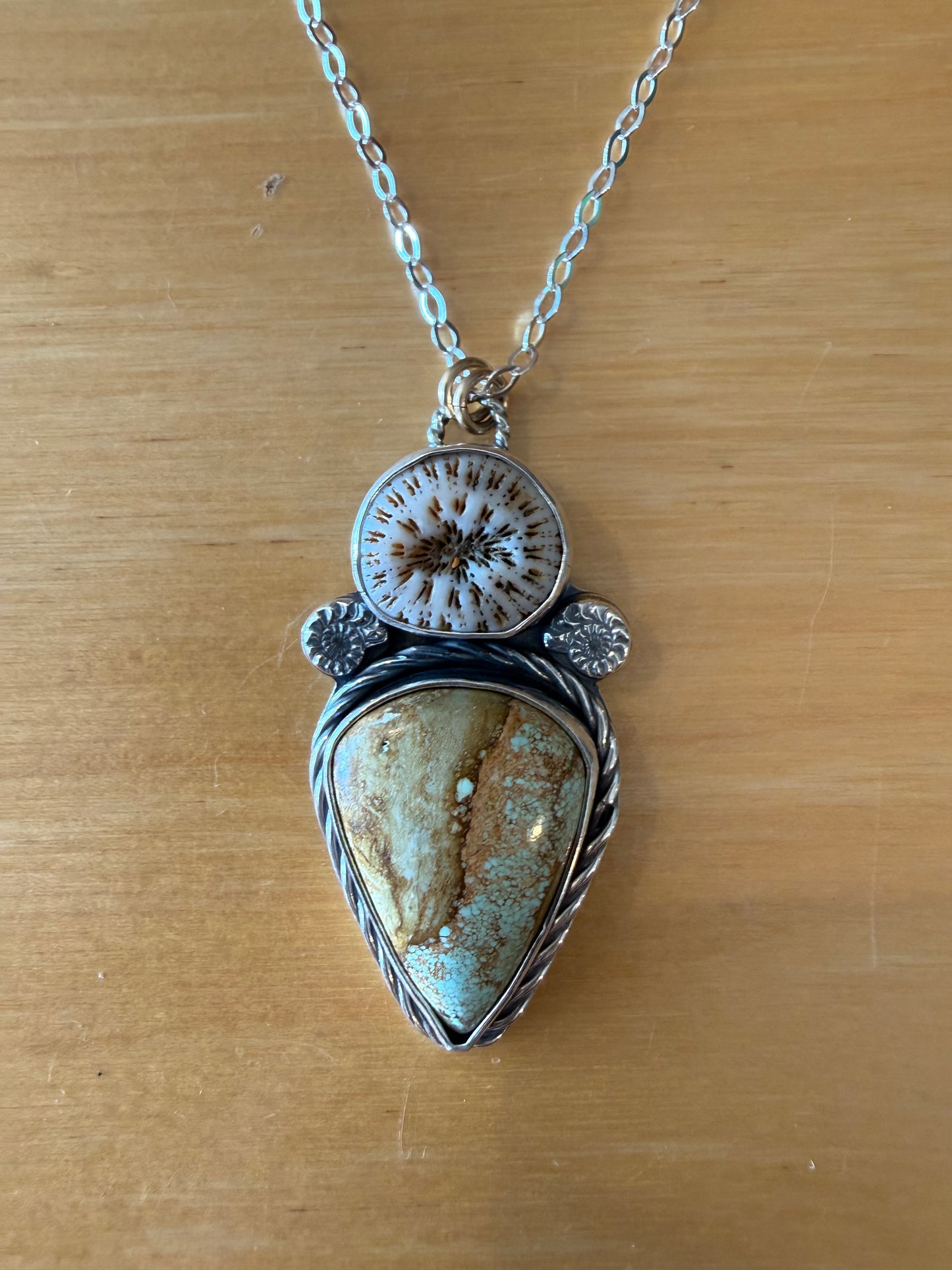 Veriscite and Coral Pendant