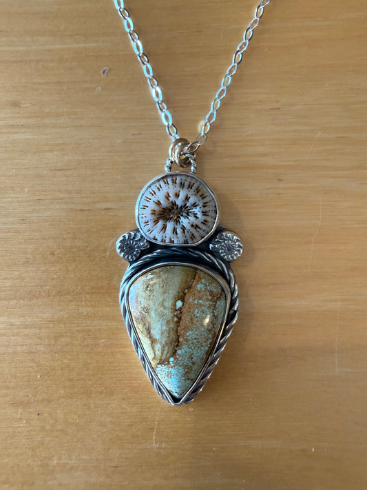 Veriscite and Coral Pendant