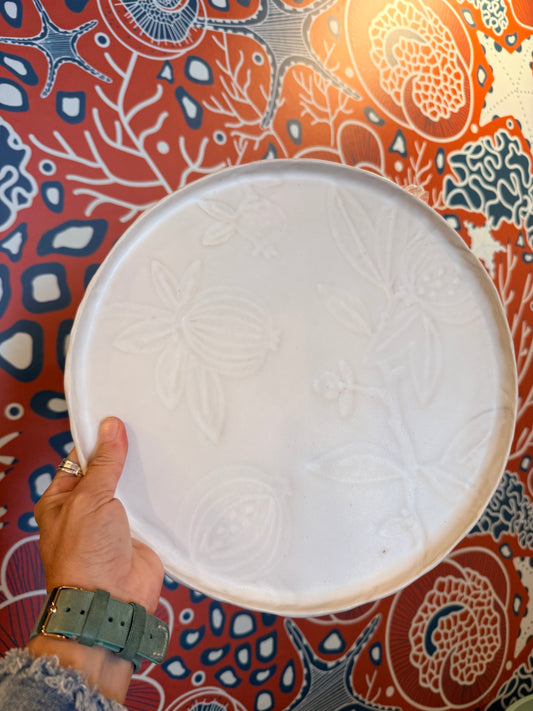 Small White Platter 12" by Clay & Mortar
