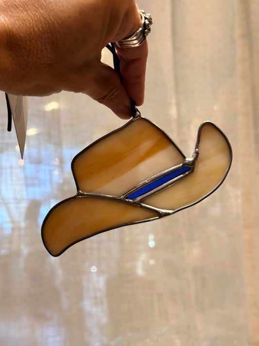 cowboy hat suncatcher stained glass