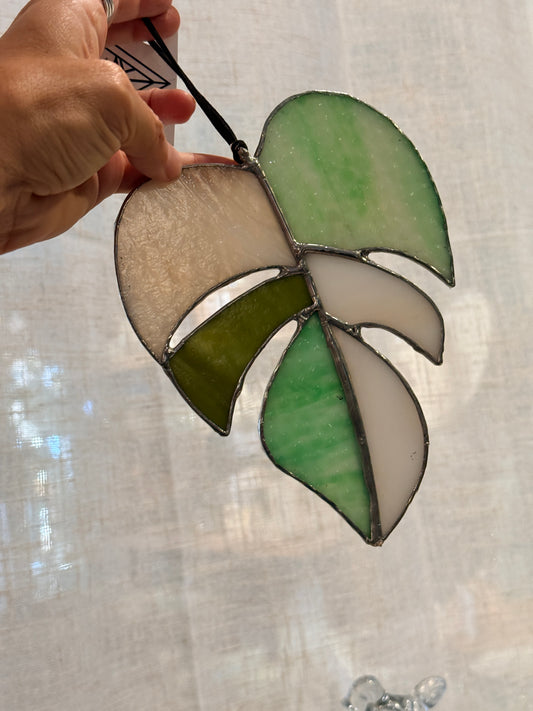 Monstera suncatcher stained glass