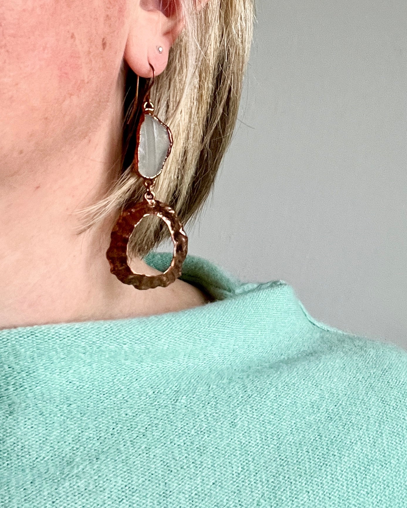 Sea Glass and Shell Mismatched Earrings