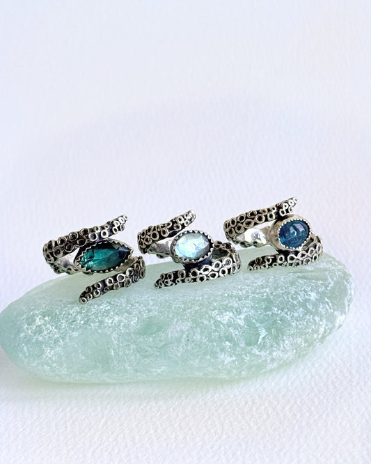 Octopus Tentacle Silver Ring - Adjustable Size