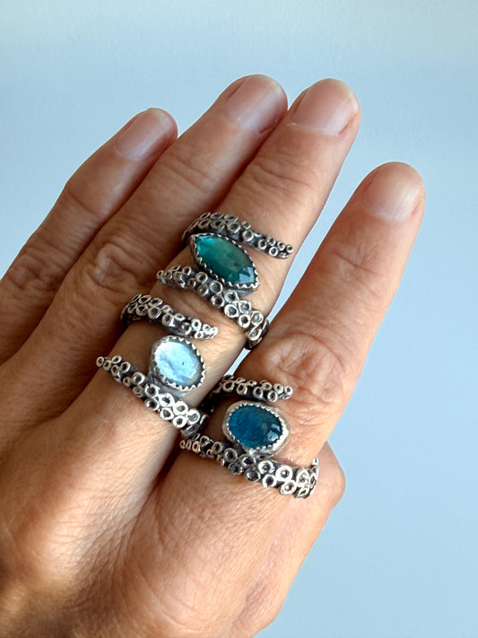 Octopus Tentacle Silver Ring - Adjustable Size