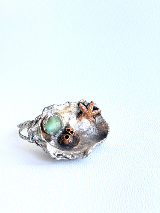 Oyster Shell Tidepool Cuff Bracelet