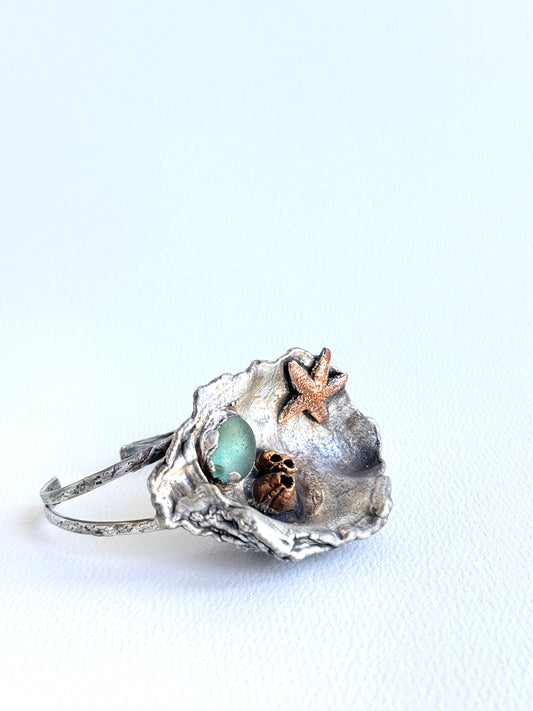 Oyster Shell Tidepool Cuff Bracelet