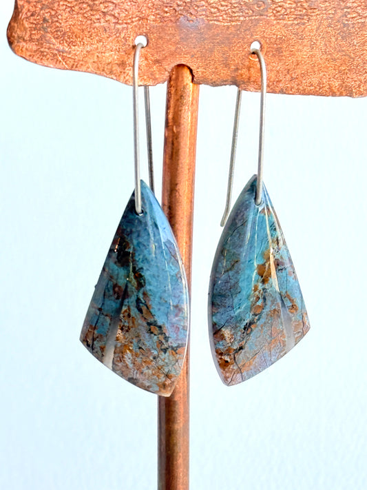 Simple Neela Jasper Earrings with Silver