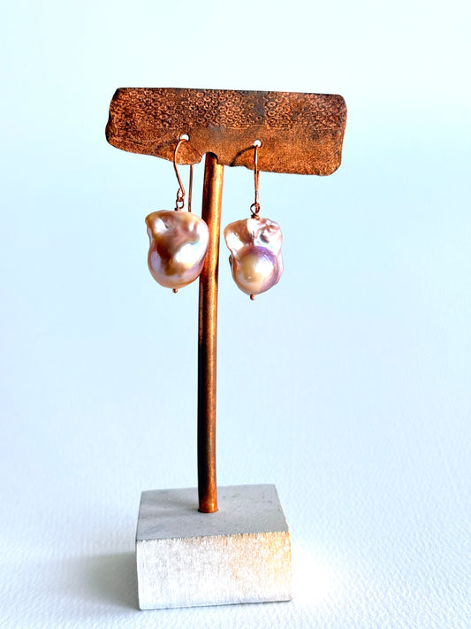 Pretty in Pink Baroque Pearl Drop Earrings