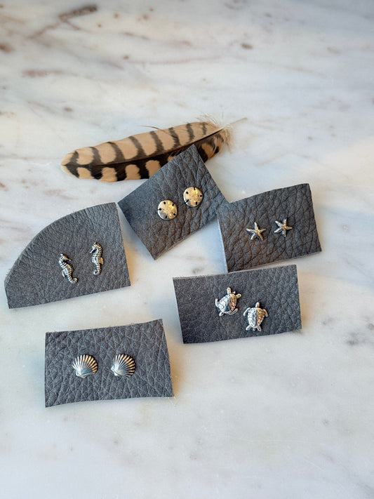 Sterling Silver Ocean Stud Earrings