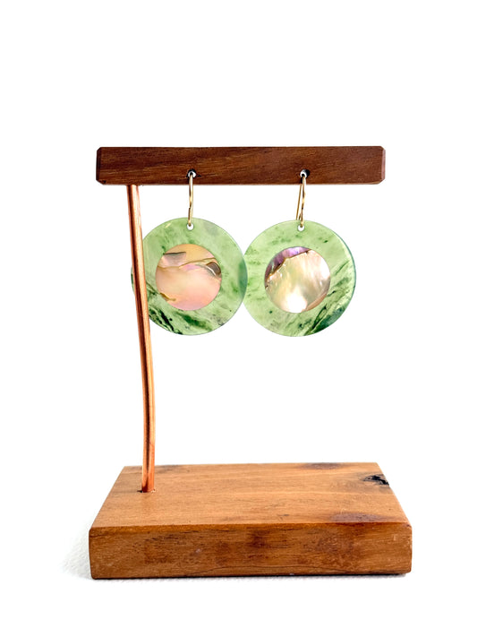 Abalone Inlay Jade Earrings