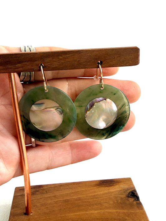 Abalone Inlay Jade Earrings