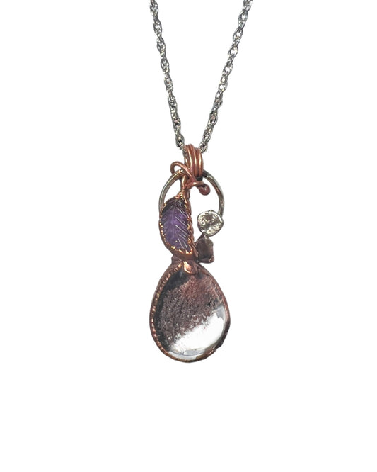 Garden Quartz Necklace with Amethyst in Copper and Silver