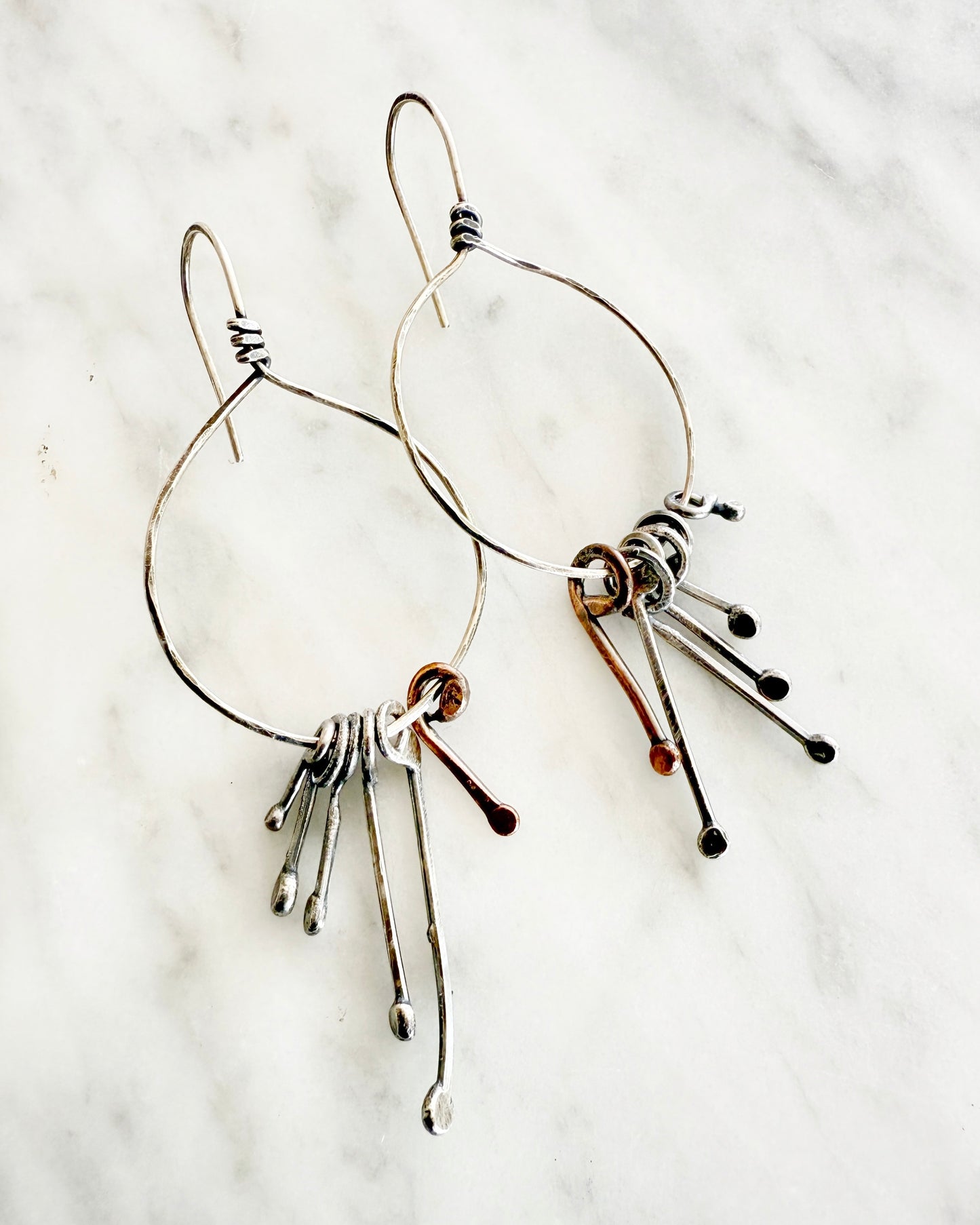 One of a Kind Mismatched Silver & Copper Earrings