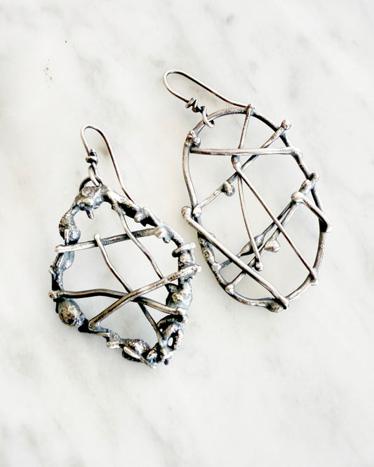 Mismatched Funky Silver Earrings