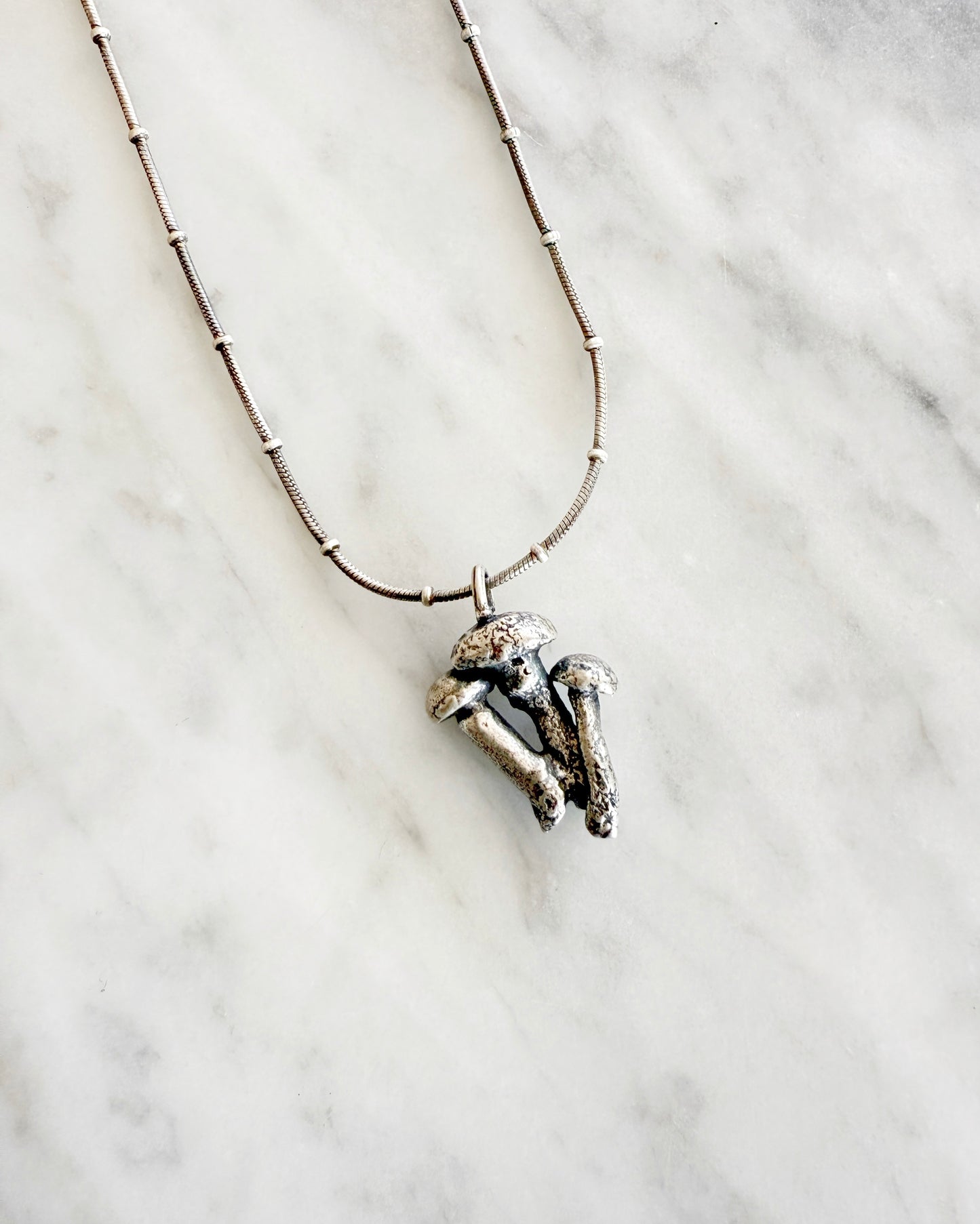 Silver Mushroom Necklace