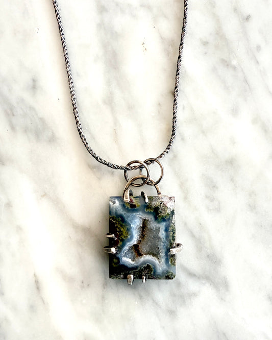 Beauty Within Necklace Druzy Moss Agate