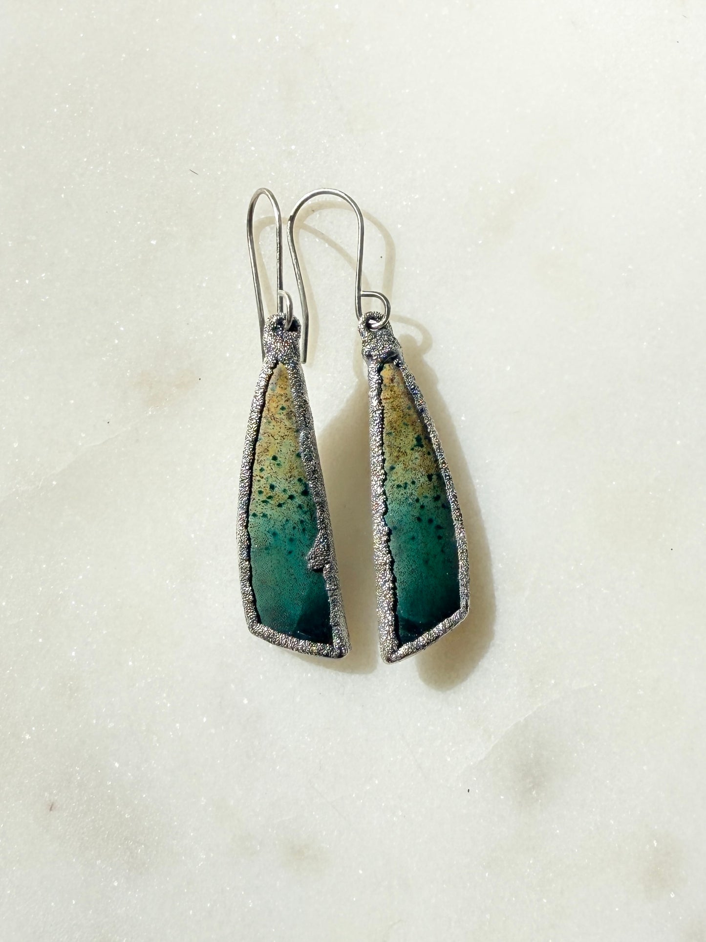 Morning Dew Rainbow Jasper Dangle Earrings — Sterling Silver