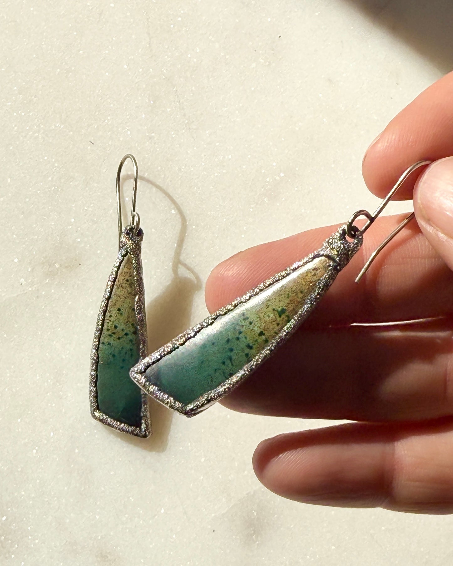 Morning Dew Rainbow Jasper Dangle Earrings — Sterling Silver