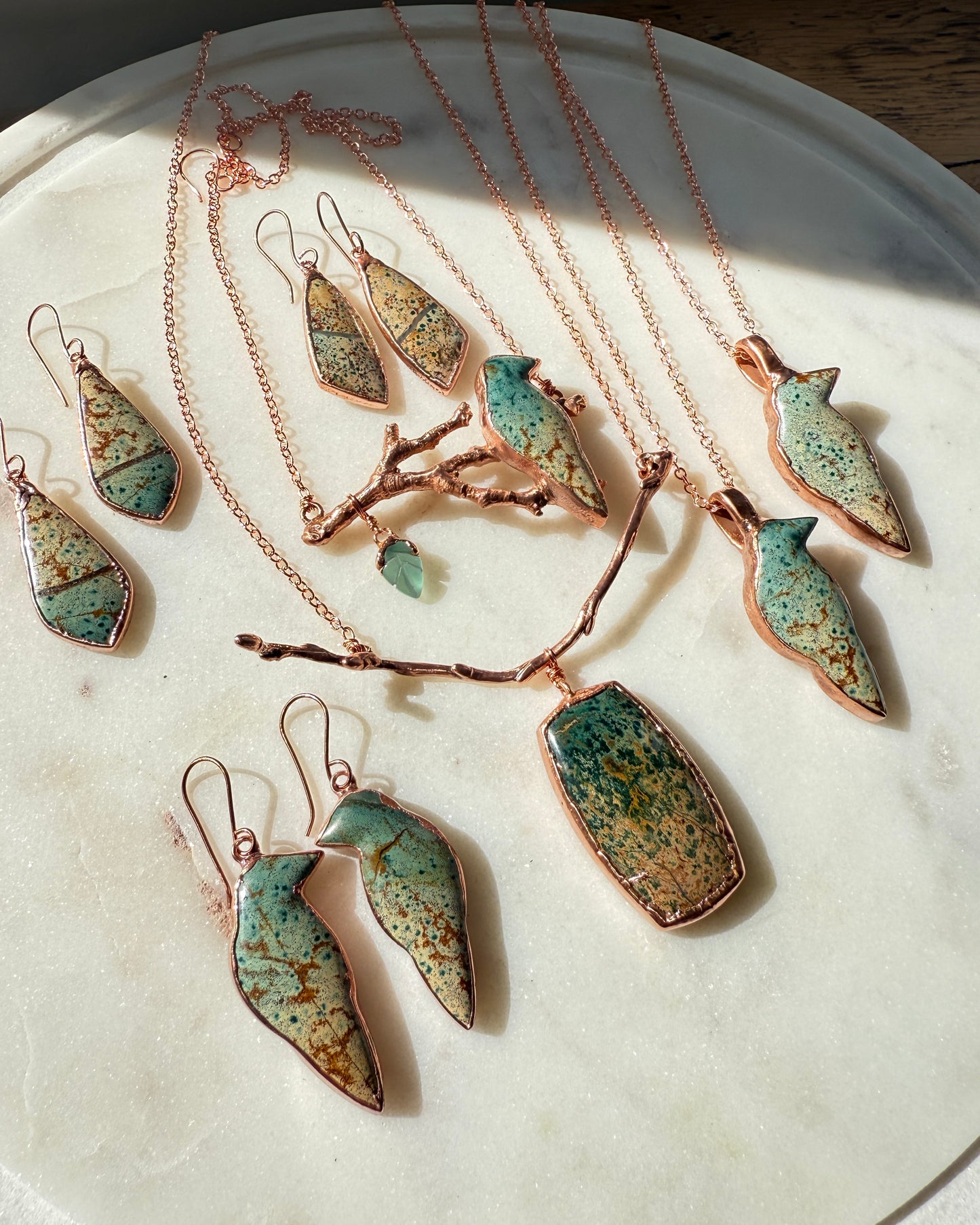 Morning Dew Jasper Necklace on Delicate Branch